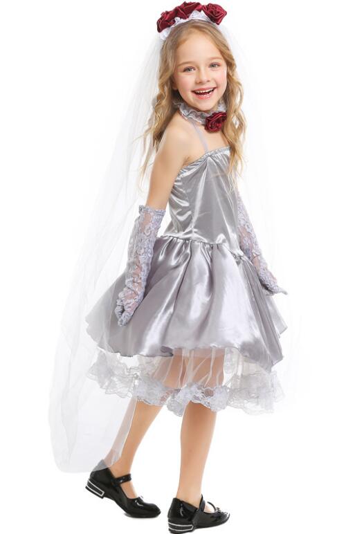 F68157 Ghostly Girl Bride Costume Cemetery Bride Costume Halloween Girl Costume